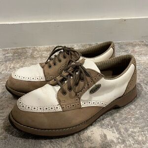 Etonic Dri-Lite Softspikes Women’s Leather Golf Shoes Size 8M White & Tan